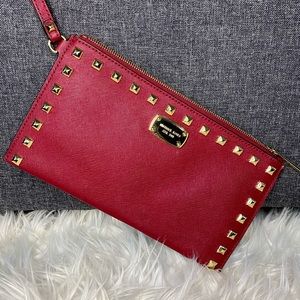 Michael Kors Studded Wristlet, Deep Cherry Red Color, Great Condition